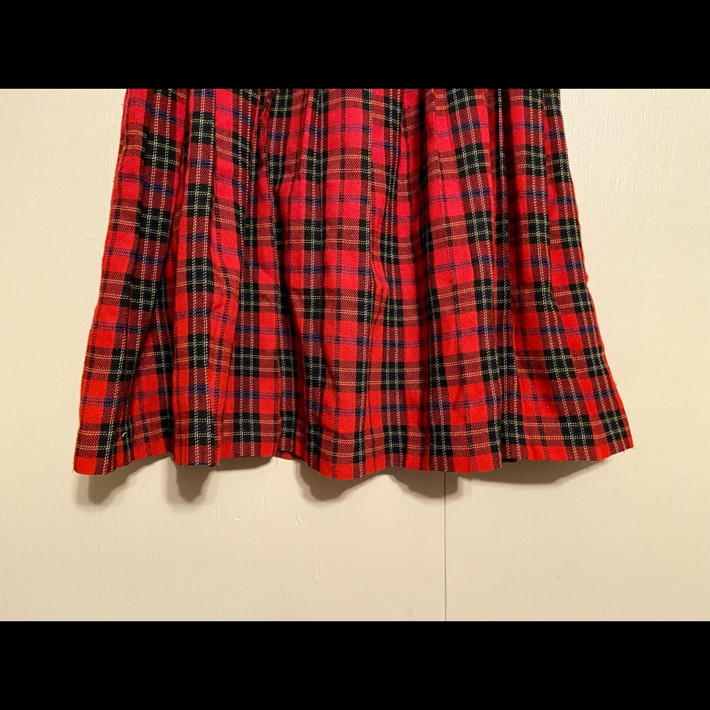 TRUE VINTAGE/Retro Dark Academia Red Plaid/Tartan Skirt - Picture 6 of 11